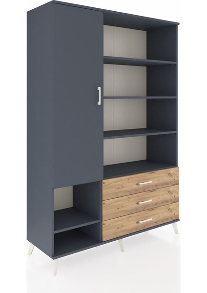 Hyperion Dolap 9 Raflı 3 Çekmeceli Tek Kapaklı 132X44X195 Antrasit-Antrasit/çam fiyatları