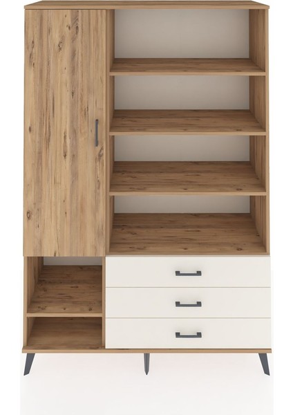 Hyperion Dolap 9 Raflı 3 Çekmeceli Tek Kapaklı 132X44X195 Çam-Çam/aytaşı
