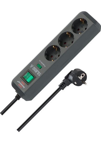 Eco-, 3'lü Çoklu Priz, Yüksek Gerilim Korumalı (Anahtarlı Çoklu Priz ve 1,5 M Kablolu - Özellikle Enerji Tasarruflu),