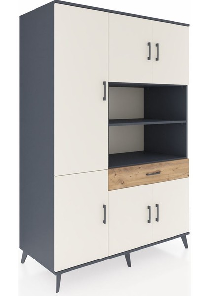 Kronos Dolap 10 Raflı Tek Çekmeceli 6 Kapaklı 132X59X195 Antrasit-Aytaşı/çam fiyatları