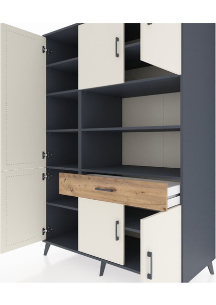 Kronos Dolap 10 Raflı Tek Çekmeceli 6 Kapaklı 132X59X195 Antrasit-Aytaşı/çam fırsatları