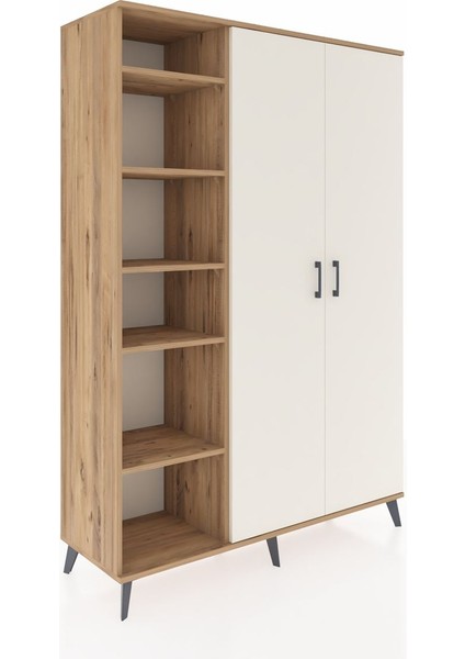 Hyperion Dolap 7 Raflı 2 Kapaklı Tek Askılı 132X44X195 Çam-Aytaşı/çam fiyatları
