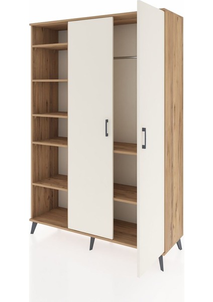 Hyperion Dolap 7 Raflı 2 Kapaklı Tek Askılı 132X44X195 Çam-Aytaşı/çam modelleri