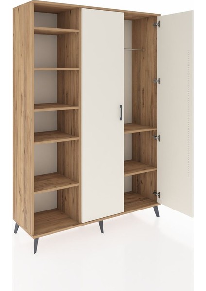 Hyperion Dolap 7 Raflı 2 Kapaklı Tek Askılı 132X44X195 Çam-Aytaşı/çam indirimleri