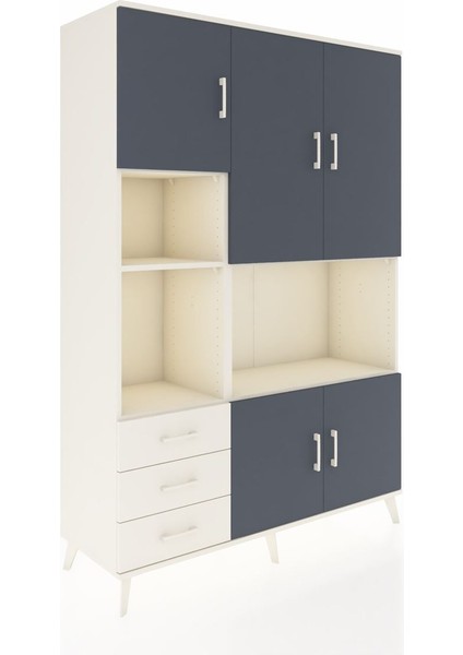 Hyperion Dolap 9 Raflı 3 Çekmeceli 5 Kapaklı 132X44X195 Aytaşı-Antrasit/aytaşı fiyatları