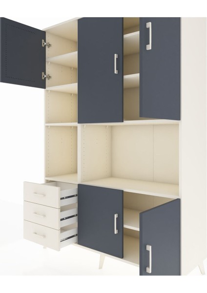 Hyperion Dolap 9 Raflı 3 Çekmeceli 5 Kapaklı 132X44X195 Aytaşı-Antrasit/aytaşı fırsatları