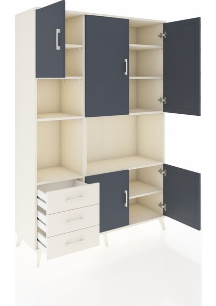 Hyperion Dolap 9 Raflı 3 Çekmeceli 5 Kapaklı 132X44X195 Aytaşı-Antrasit/aytaşı indirimleri