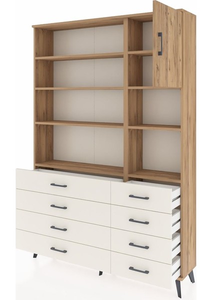 Arges Dolap 8 Raflı 8 Çekmeceli Tek Kapaklı 132X30X195 Çam-Çam/aytaşı modelleri