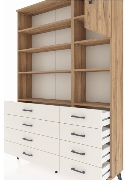 Arges Dolap 8 Raflı 8 Çekmeceli Tek Kapaklı 132X30X195 Çam-Çam/aytaşı fırsatları