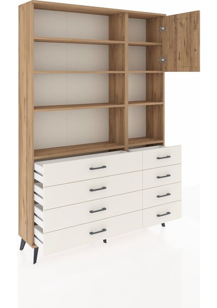 Arges Dolap 8 Raflı 8 Çekmeceli Tek Kapaklı 132X30X195 Çam-Çam/aytaşı indirimleri