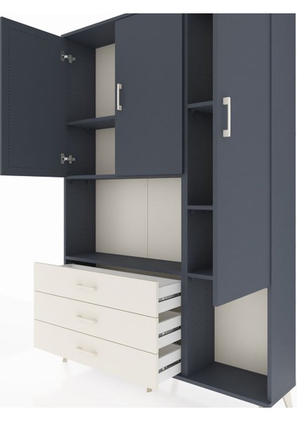 Arges Dolap 6 Raflı 3 Çekmeceli 3 Kapaklı 132X30X195 Antrasit-Antrasit/aytaşı fırsatları