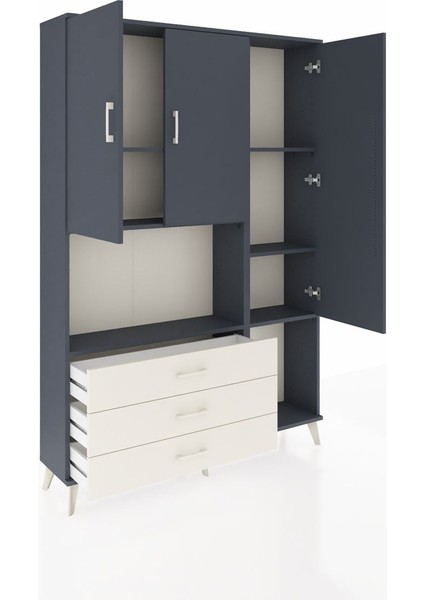 Arges Dolap 6 Raflı 3 Çekmeceli 3 Kapaklı 132X30X195 Antrasit-Antrasit/aytaşı indirimleri