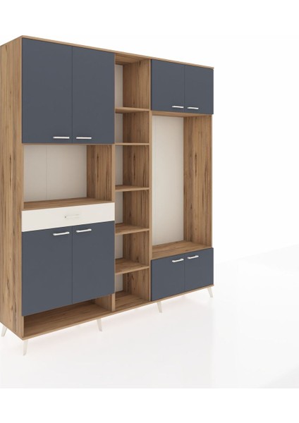 Hyperion Dolap 12 Raflı Tek Çekmeceli 8 Kapaklı 220X44X243 Çam-Antrasit/aytaşı fiyatları