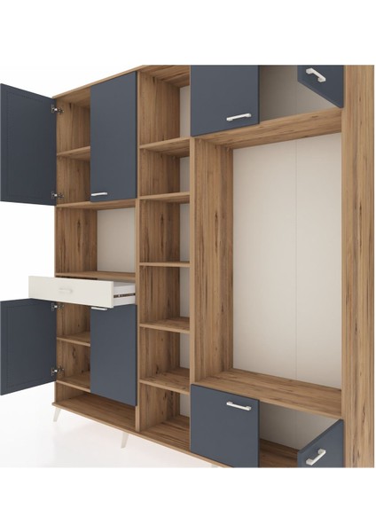 Hyperion Dolap 12 Raflı Tek Çekmeceli 8 Kapaklı 220X44X243 Çam-Antrasit/aytaşı fırsatları