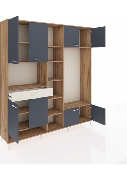 Hyperion Dolap 12 Raflı Tek Çekmeceli 8 Kapaklı 220X44X243 Çam-Antrasit/aytaşı indirimleri