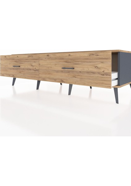 Kronos Tv Ünitesi 2 Çekmeceli 176X59X51 Antrasit-Çam/çam fırsatları