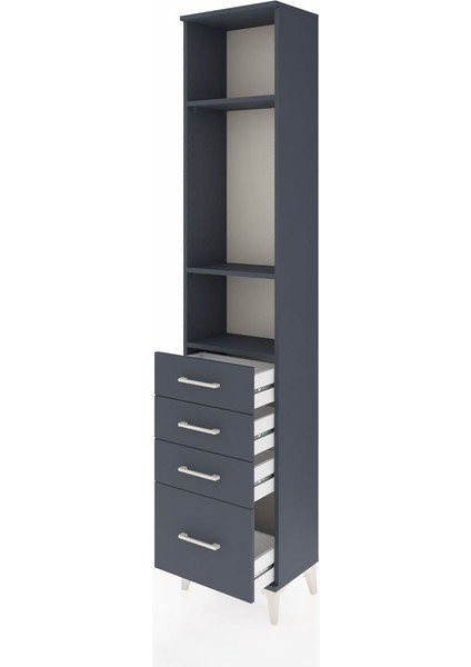 Arges Dolap 3 Raflı 4 Çekmeceli 44X30X221 Antrasit-Antrasit fırsatları