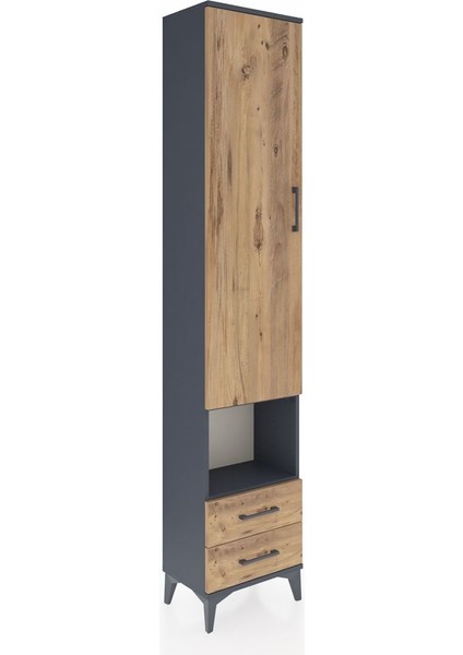 Arges Dolap 3 Raflı 2 Çekmeceli Tek Askılı 44X30X221 Antrasit-Çam fiyatları