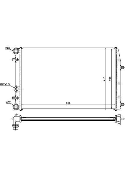 RADYATÖR POLO-IBIZA 4-FABIA-CORDOBA-1.2-1.4-1.6-1.4TDI-1.9TDI AC KLİMASIZ MEK OTOM 630X415X23 6Q0121253L 6Q0121253Q 6Q0121253R