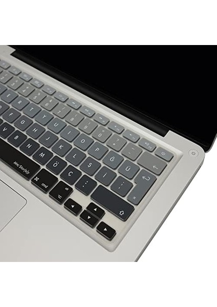 MacBook Klavye Filmi Türkçe Q Kaplama Ultra Ince Silikon Air Pro Eski USB Li Modeller 2008-2017 Uyumlu Yıkanabilir Koruyucu Film Renkli Baskı Siyah Gri modelleri