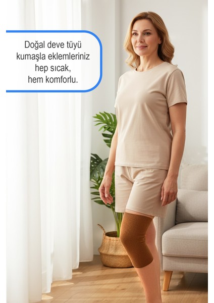2 Adet Termal Yün Dizlik Deve Tüyü Diz Korsesi Isı Terapisiyle Soğuk Havaya Karşı Koruyucu Dizlik