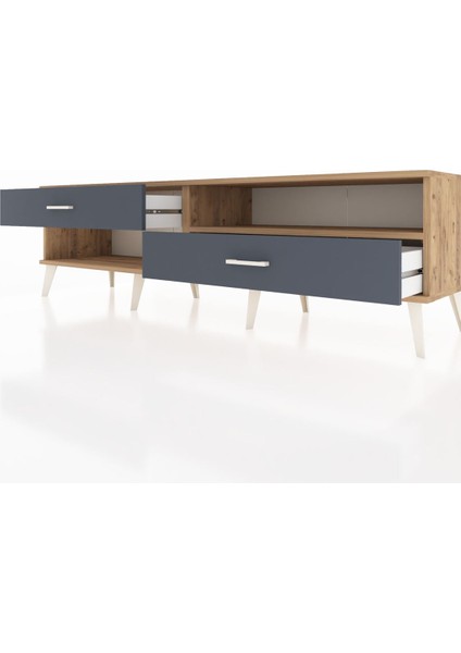 Hyperion Tv Ünitesi Tek Raflı 2 Çekmeceli 176X44X51 Çam-Çam/antrasit fırsatları