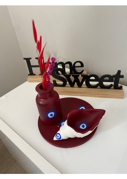 Nazar Boncuklu Deniz Kabuğu Vazo Set