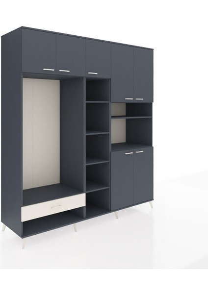 Kronos Dolap 11 Raflı Tek Çekmeceli 7 Kapaklı 220X59X243 Antrasit-Antrasit/aytaşı fiyatları