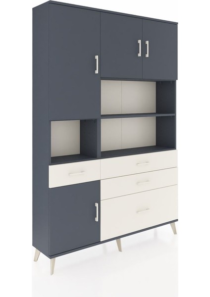 Arges Dolap 9 Raflı 4 Çekmeceli 4 Kapaklı 132X30X195 Antrasit-Antrasit/aytaşı fiyatları