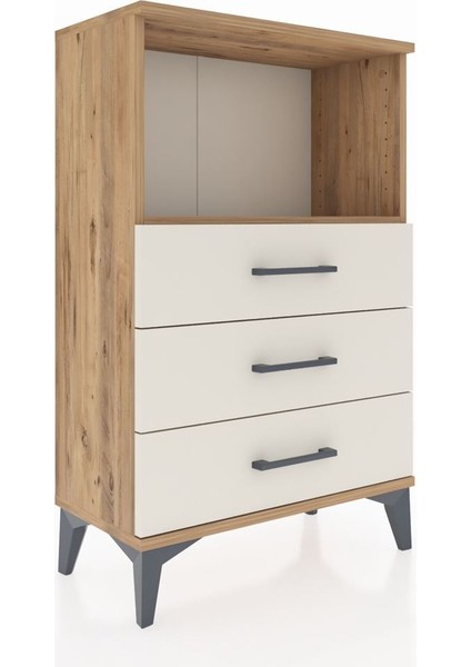 Arges Komodin Tek Raflı 3 Çekmeceli 60X30X96 Çam-Aytaşı fiyatları