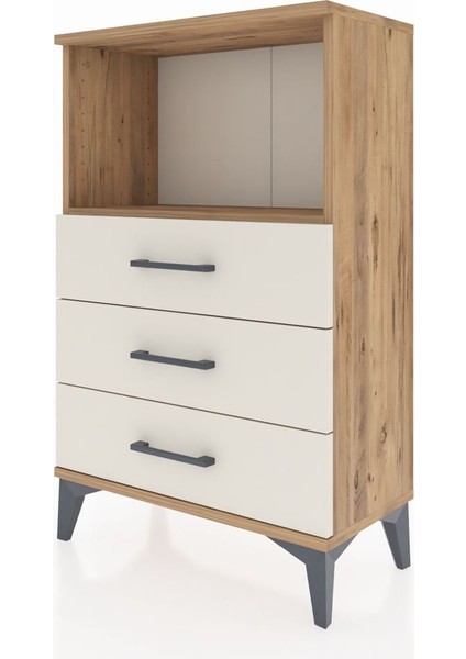 Arges Komodin Tek Raflı 3 Çekmeceli 60X30X96 Çam-Aytaşı modelleri