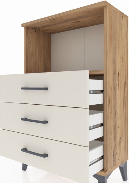 Arges Komodin Tek Raflı 3 Çekmeceli 60X30X96 Çam-Aytaşı indirimleri