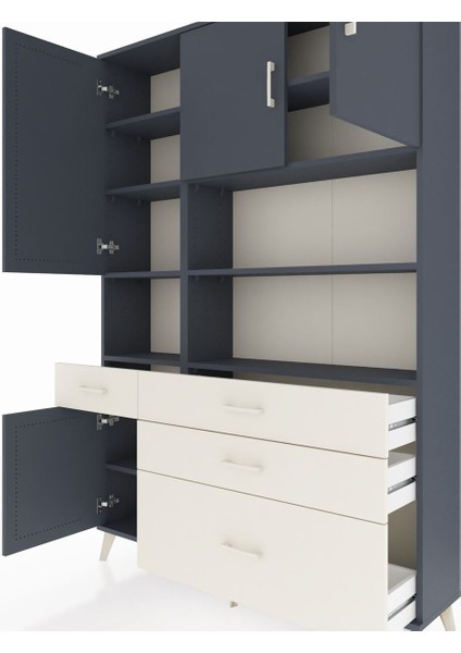 Arges Dolap 9 Raflı 4 Çekmeceli 4 Kapaklı 132X30X195 Antrasit-Antrasit/aytaşı fırsatları