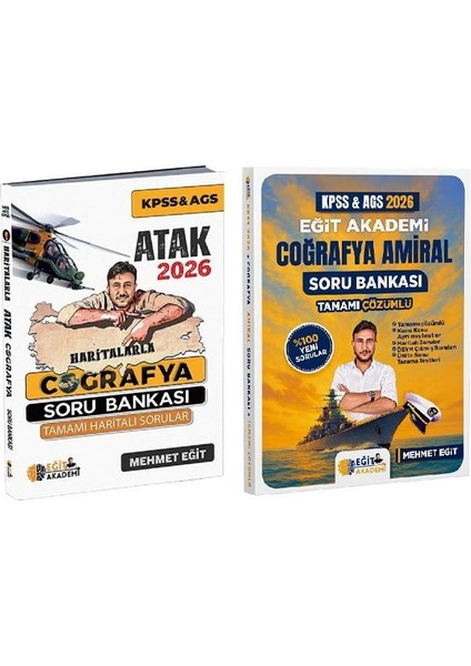 Eğit Akademi 2026 Kpss Meb-Ags Haritalarla Atak + Amiral Coğrafya Soru Bankası 2 Li Set