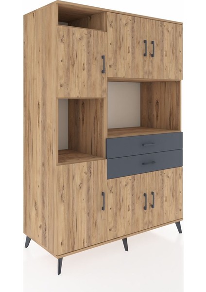 Kronos Dolap 8 Raflı 2 Çekmeceli 6 Kapaklı 132X59X195 Çam-Çam/antrasit fiyatları