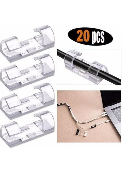 Kablo Sabitleyici ve Düzenleyici Klips 20 Adet, Yapışkanlı Kablo Tutucu Klips, Duvar, Cam ve Uygun Kablo Sabitleyici fiyatları