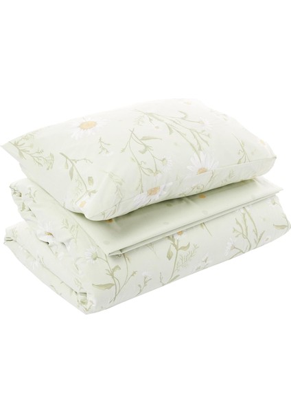 Laurel Çiçek DESENLI%100 Pamuk Nevresim Takımı, Yeşil, Tek Kişilik