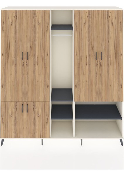 Hyperion Dolap 15 Raflı 5 Kapaklı Tek Askılı 220X44X243 Aytaşı-Çam/antrasit