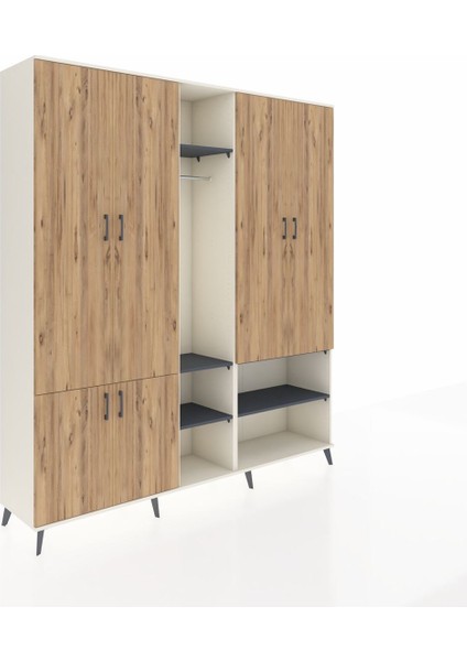 Hyperion Dolap 15 Raflı 5 Kapaklı Tek Askılı 220X44X243 Aytaşı-Çam/antrasit fiyatları