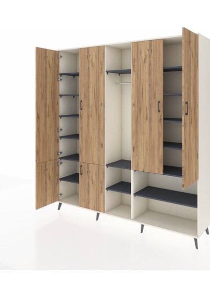 Hyperion Dolap 15 Raflı 5 Kapaklı Tek Askılı 220X44X243 Aytaşı-Çam/antrasit modelleri