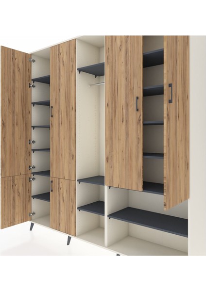 Hyperion Dolap 15 Raflı 5 Kapaklı Tek Askılı 220X44X243 Aytaşı-Çam/antrasit fırsatları