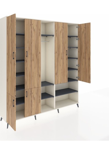 Hyperion Dolap 15 Raflı 5 Kapaklı Tek Askılı 220X44X243 Aytaşı-Çam/antrasit indirimleri