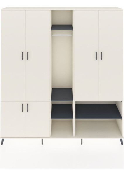 Hyperion Dolap 15 Raflı 5 Kapaklı Tek Askılı 220X44X243 Aytaşı-Aytaşı/antrasit