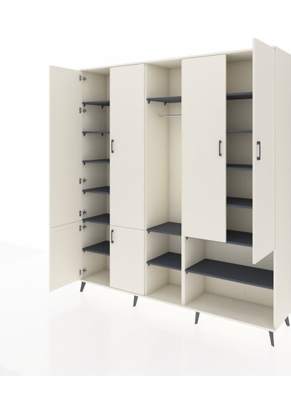 Hyperion Dolap 15 Raflı 5 Kapaklı Tek Askılı 220X44X243 Aytaşı-Aytaşı/antrasit modelleri