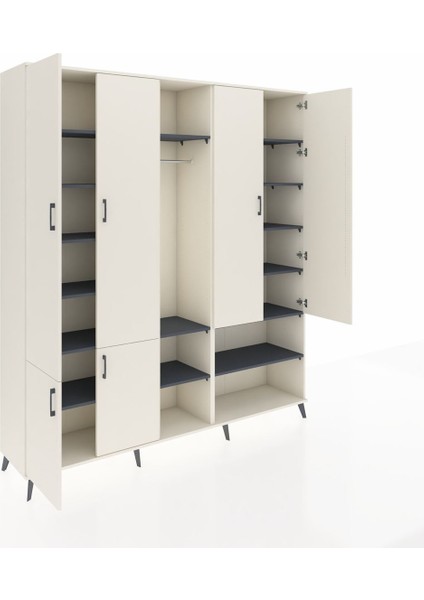 Hyperion Dolap 15 Raflı 5 Kapaklı Tek Askılı 220X44X243 Aytaşı-Aytaşı/antrasit indirimleri