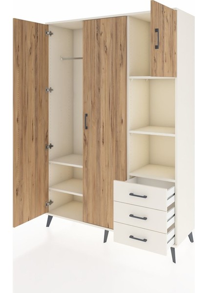 Hyperion Dolap 5 Raflı 3 Çekmeceli Tek Askılı 132X44X195 Aytaşı-Çam/aytaşı modelleri