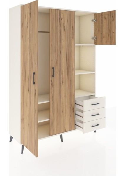 Hyperion Dolap 5 Raflı 3 Çekmeceli Tek Askılı 132X44X195 Aytaşı-Çam/aytaşı indirimleri