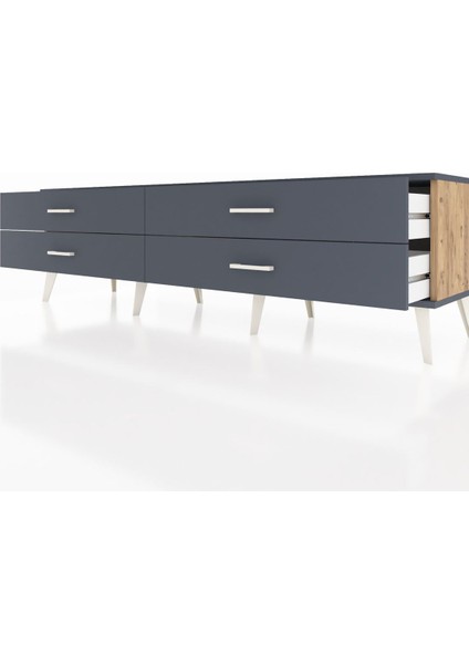 Hyperion Tv Ünitesi 4 Çekmeceli 176X44X51 Çam-Antrasit/antrasit fırsatları
