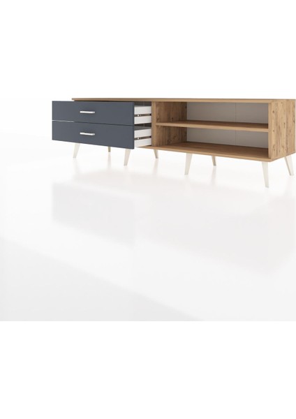 Hyperion Tv Ünitesi Tek Raflı 2 Çekmeceli 176X44X51 Çam-Çam/antrasit modelleri