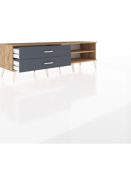 Hyperion Tv Ünitesi Tek Raflı 2 Çekmeceli 176X44X51 Çam-Çam/antrasit indirimleri